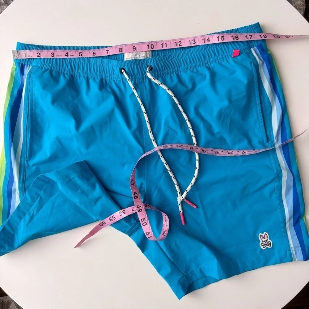 Psycho Bunny Men’s 7” Bickling Swim Trunks Size XL Blue Lined
